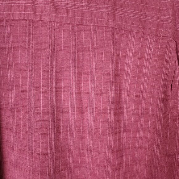 Jamaica Jaxx Maroon Checks Jacquard 100% Silk Camp Shirt - Picture 3 of 5